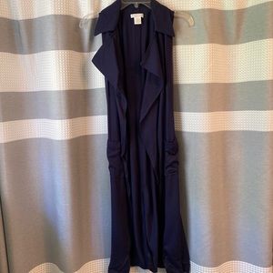 Long Navy Lapel Soft New York & Co. Vest